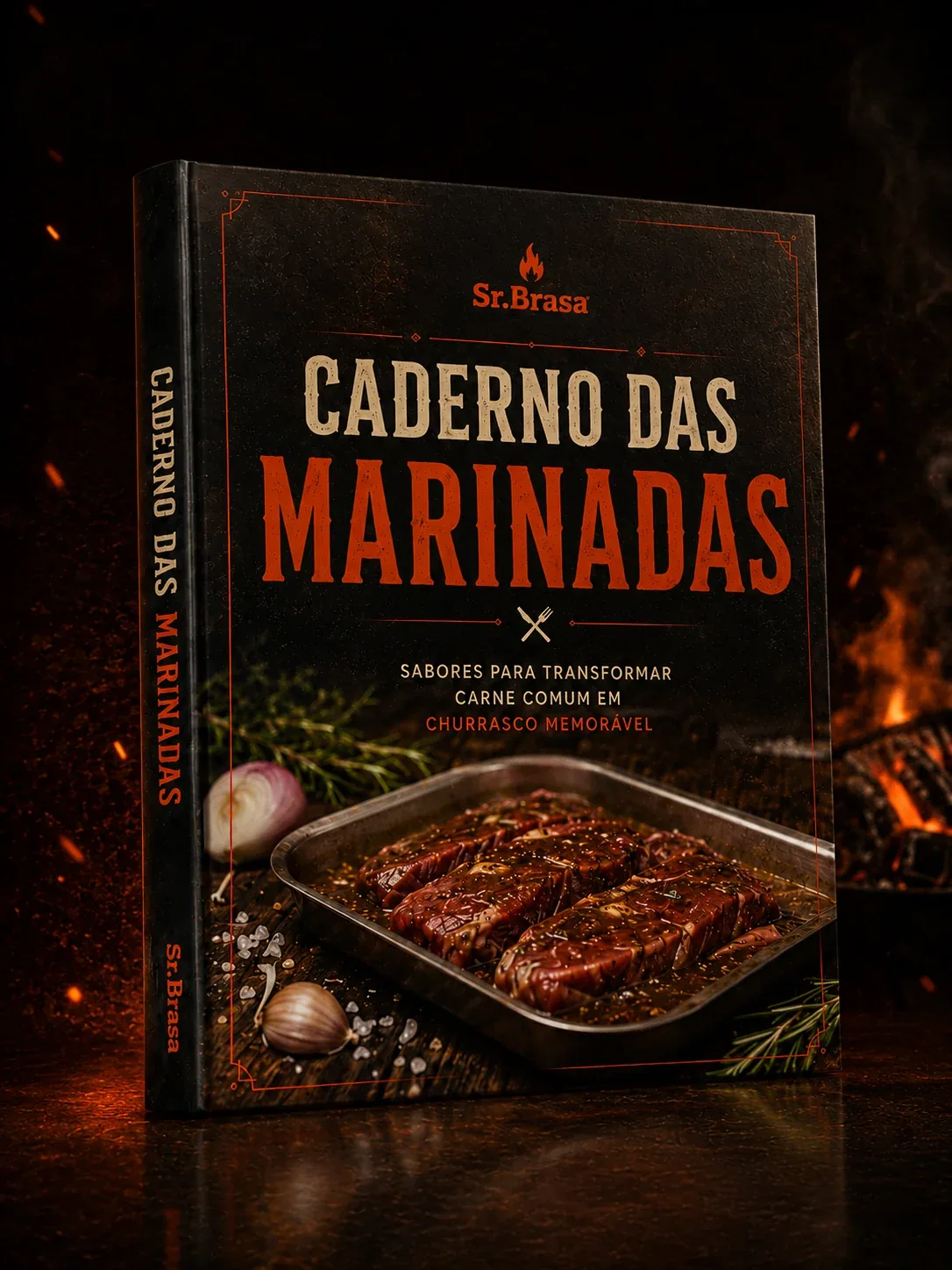 Capa 3D premium do bônus Caderno das Marinadas.